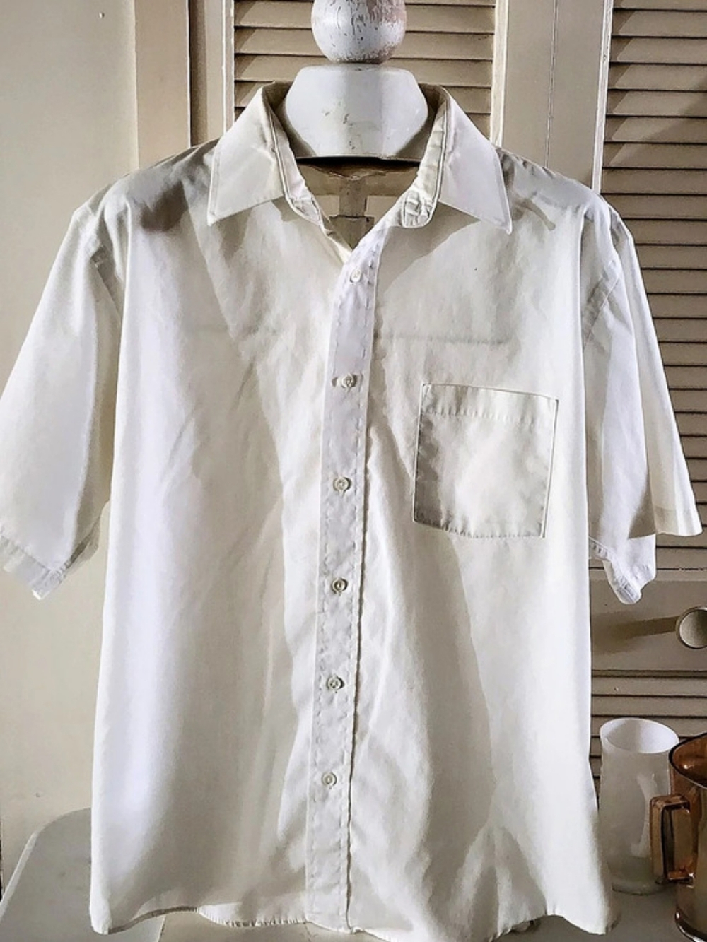 Royal Knight Short Sleeve Button Down Shirt White Size XL